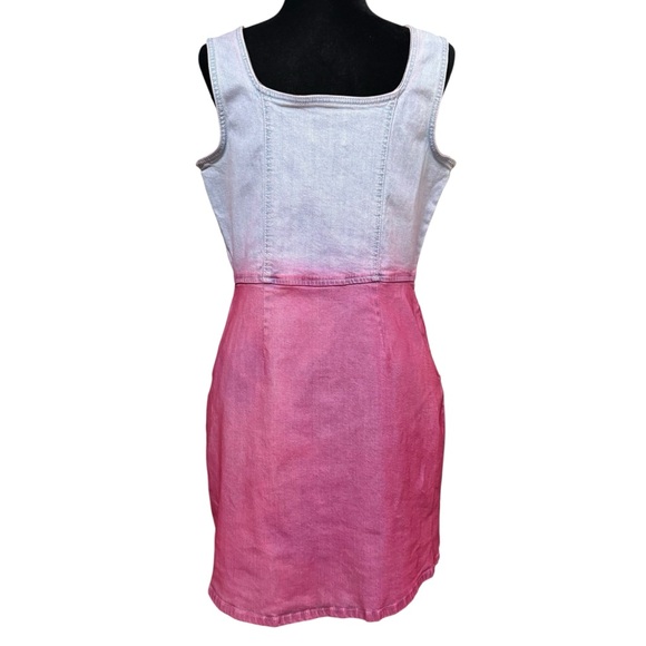 Jordache Vintage Ombre Pink Denim Button Front Tank Dress Size Large - Picture 5 of 10